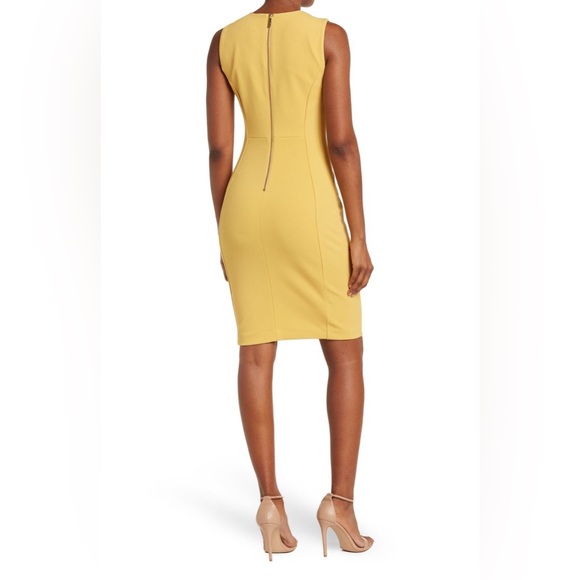 NWT Calvin Klein Pencil Dress in Mustard Yellow - Picture 2 of 5